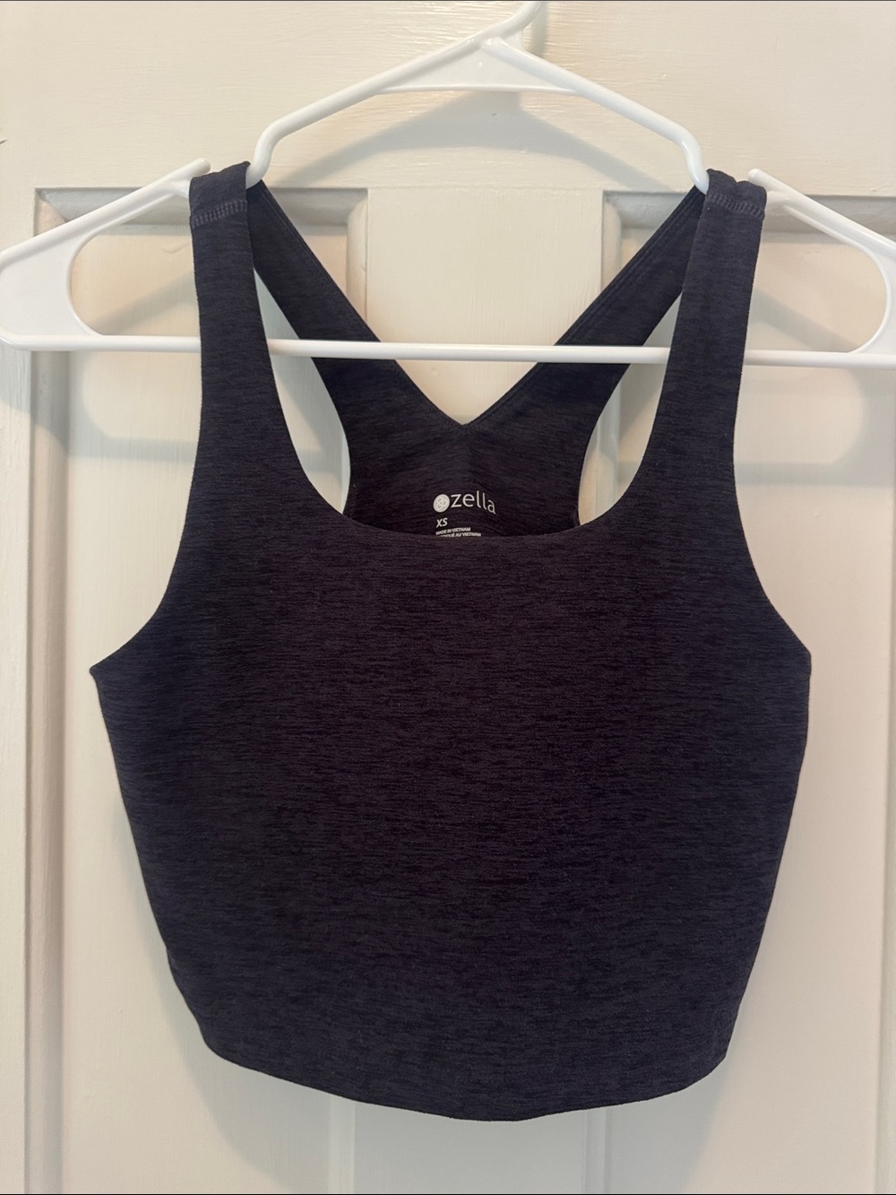 Zella Dark Charcoal/Blue Cropped Racerback Sports Bra
